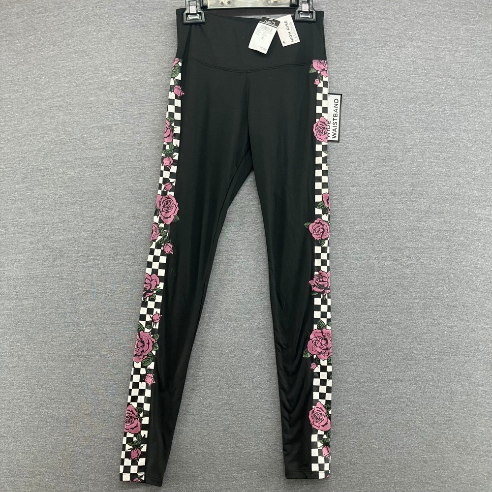 Rue 21 High Rise Leggings Black Rose Checkerboard Print Size‎ S
